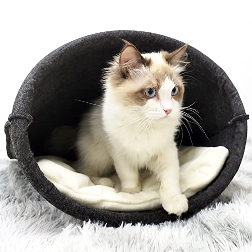 Wool Felt Cat Cave Bed House for Indoor Kittens HeyKitten